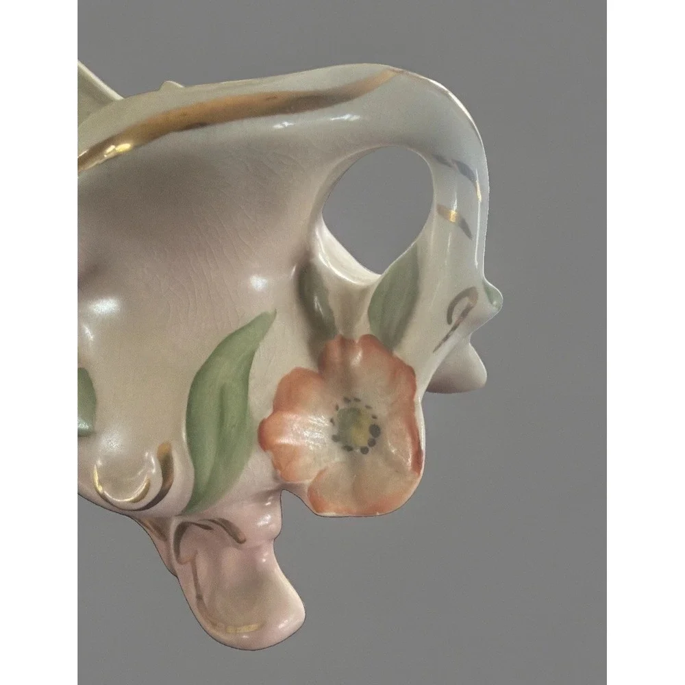 COVENTRY Porcelain Footed Dish Planter Vintage Floral Gold Trim 5510R
